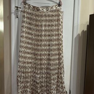 Banana Republic Patterned Cream and Brown Maxi Skirt